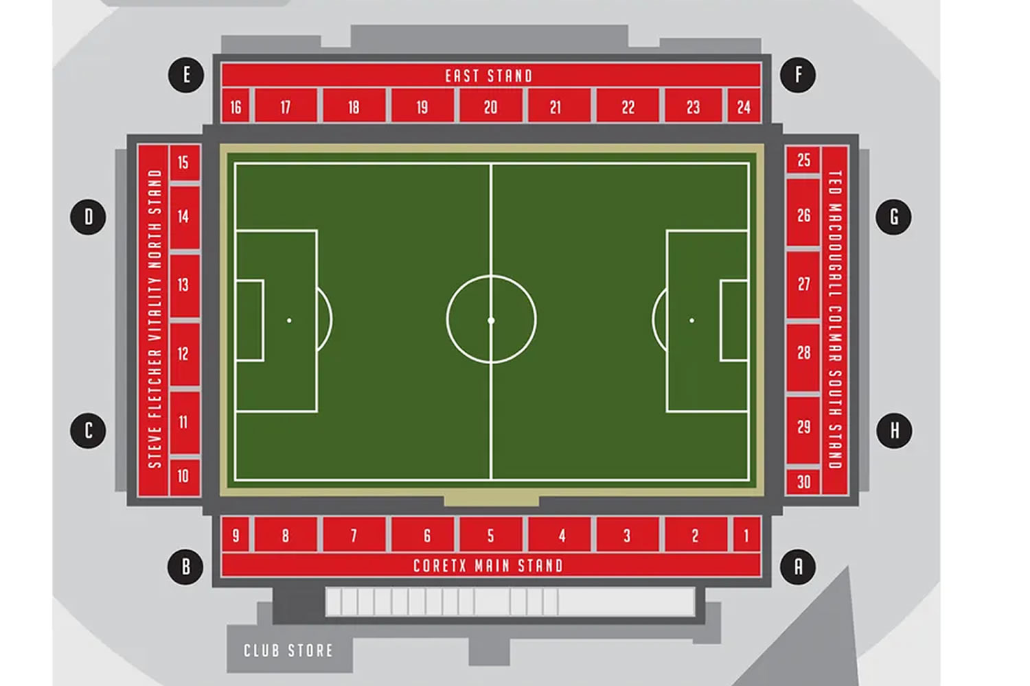 Vitality Stadium Seating Plan
