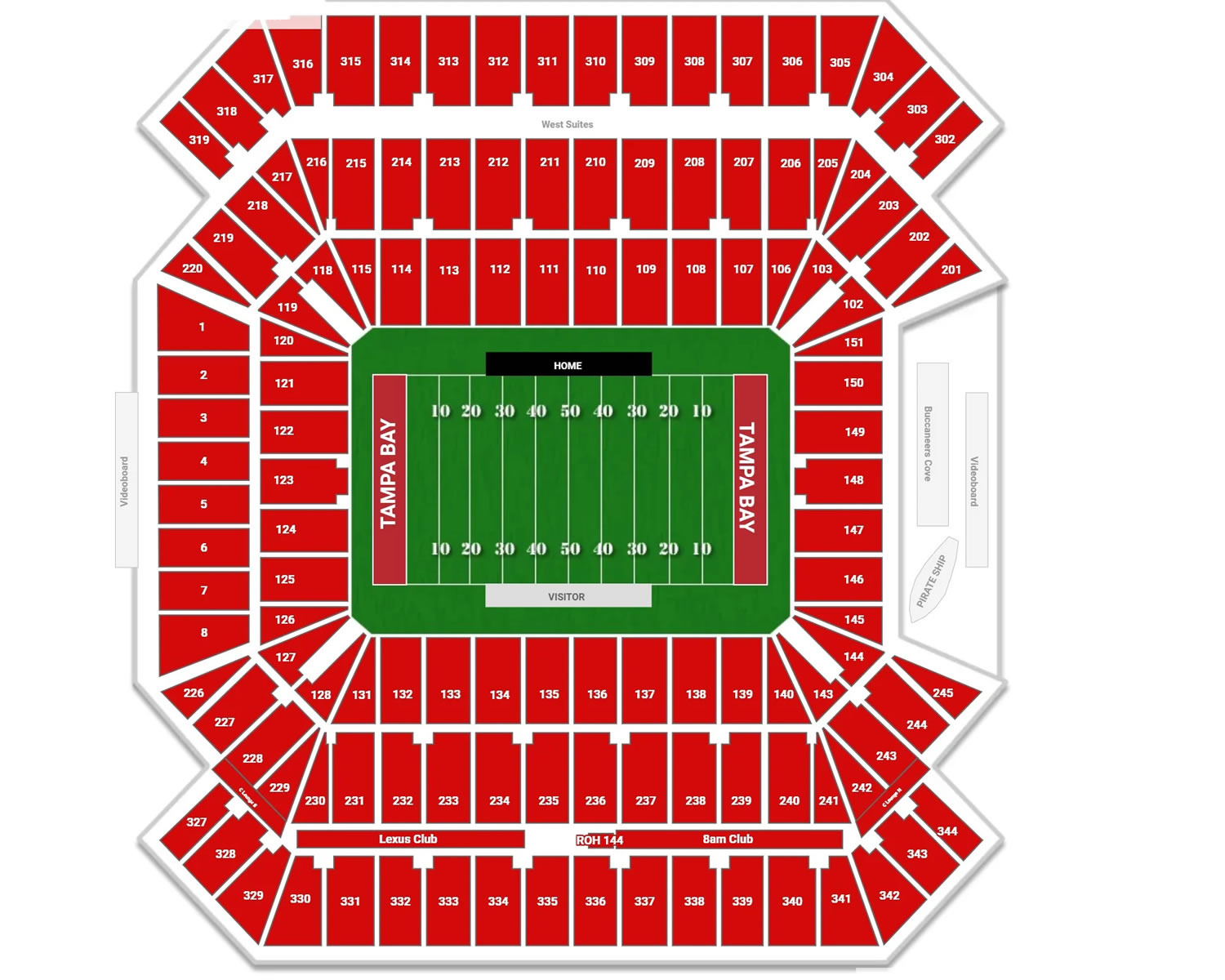 Raymond James Stadium Seating Plan