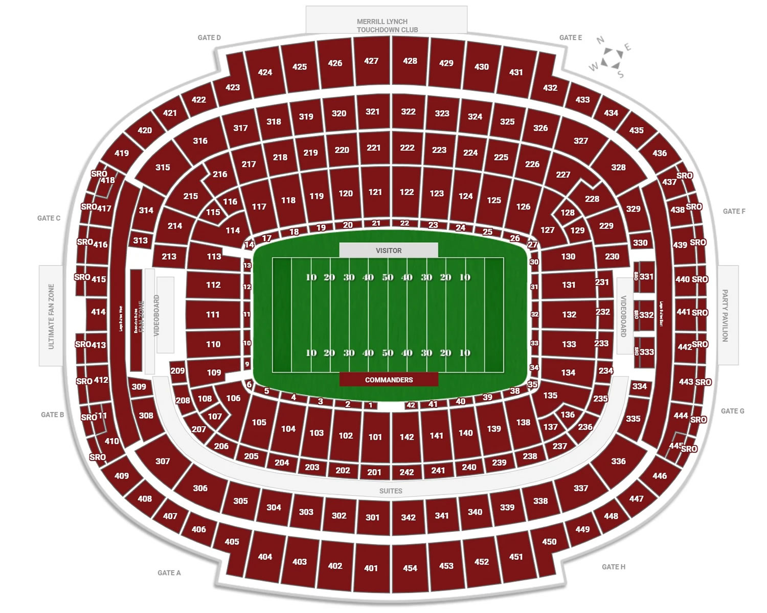 Northwest Stadium Seating Plan