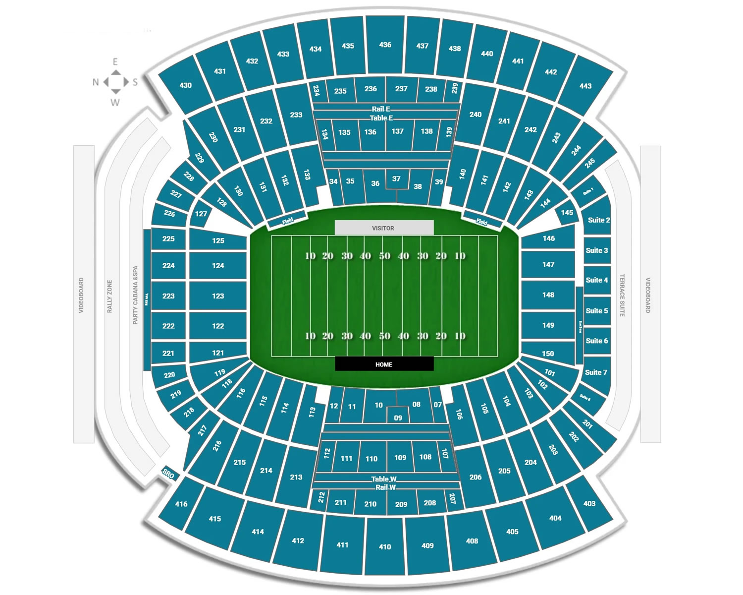 EverBank Stadium Seating Plan