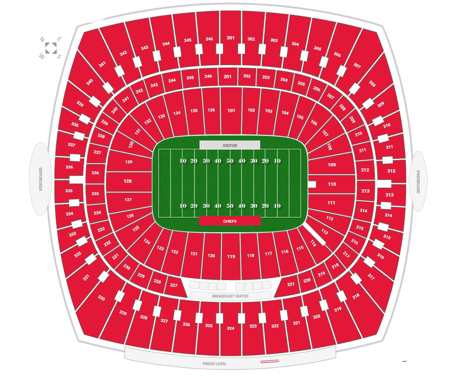 GEHA Field at Arrowhead Stadium Seating Plan