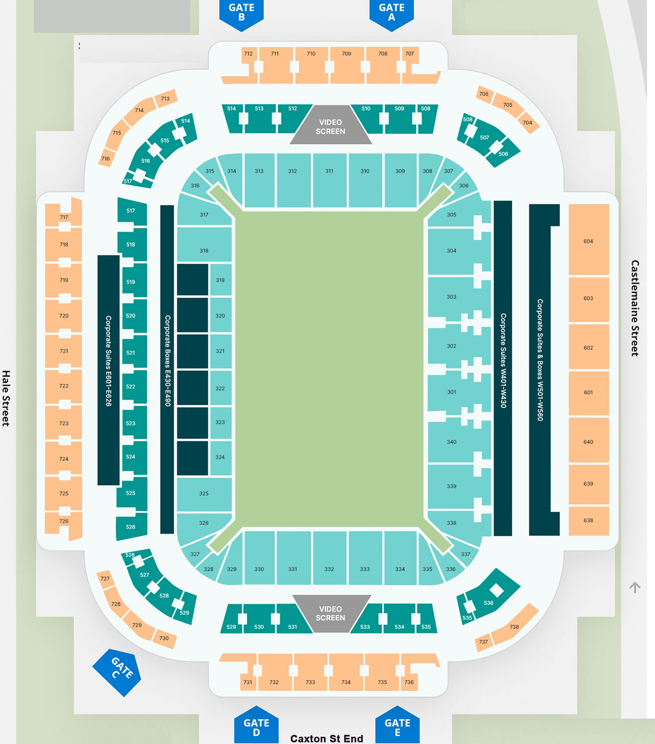 Brisbane Stadium (Suncorp Stadium)  Seating Plan